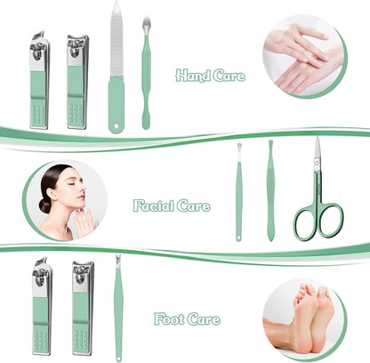 Manicure Set 8 in 1 Nail Clipper Set,RedFlow Nail Clippers,Fingernail & Toenail Clippers,Manicure Tools,Pedicure Tools,Suitable for Travel Manicure Kit,Nail Set Kit with Everything Profe (Blue)