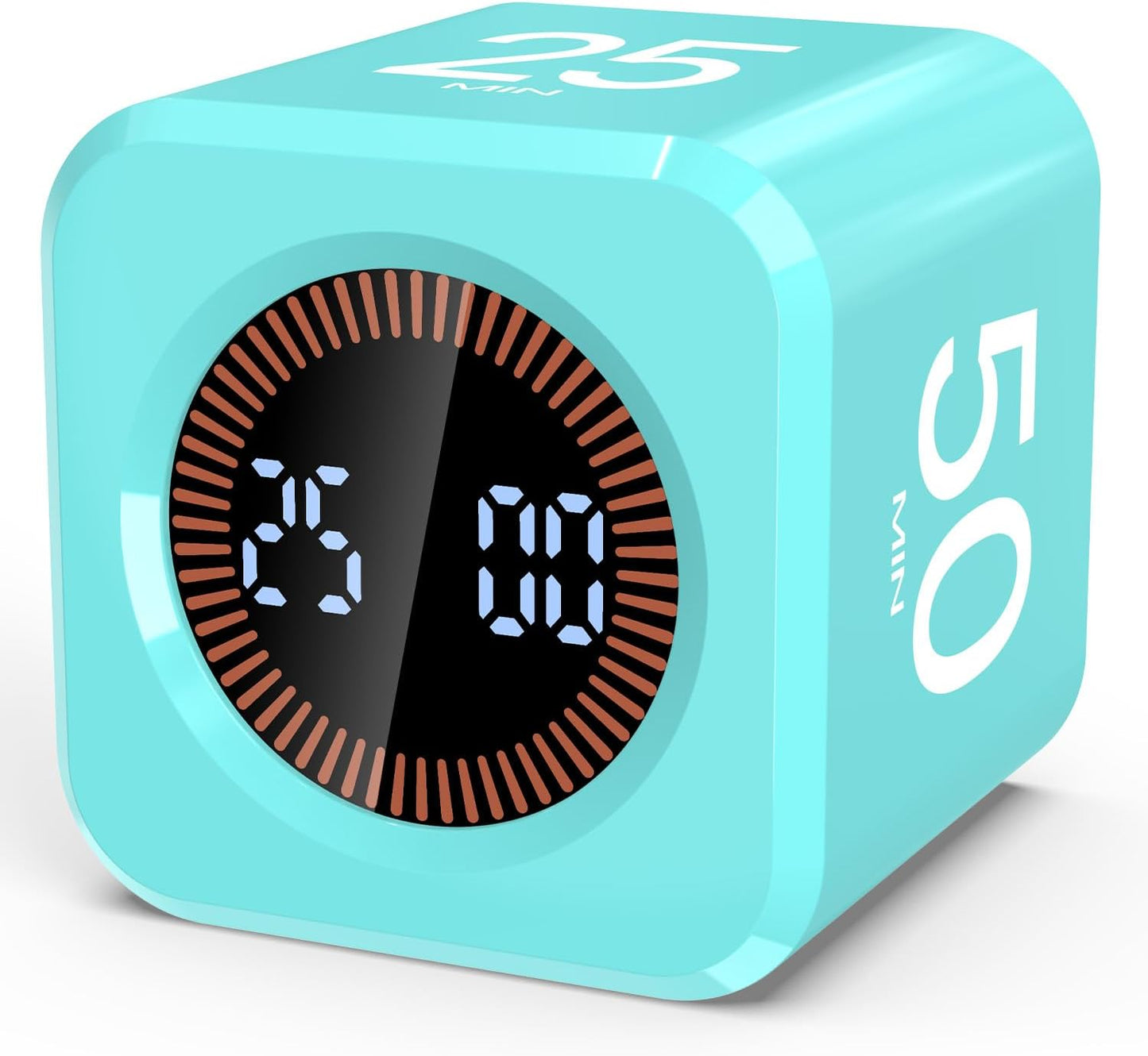 Digital Pomodoro Timer Cube 5/10/25/50min, Visual Productivity Flip Timer for Kids Classroom Desk, Custom Countdown, Silent and Sound Mode for ADHD Study Work Game Kitchen (Orange)