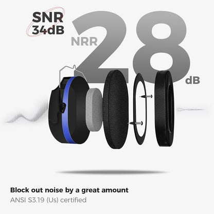 ProCase NRR 28dB Noise Reduction Ear Muffs, Foldable Adjustable Passive Noise Cancelling Headphones for Adults Kids Autism, Hearing Protection for Shooting, Construction, Mowing, Studying -Black - Colors A