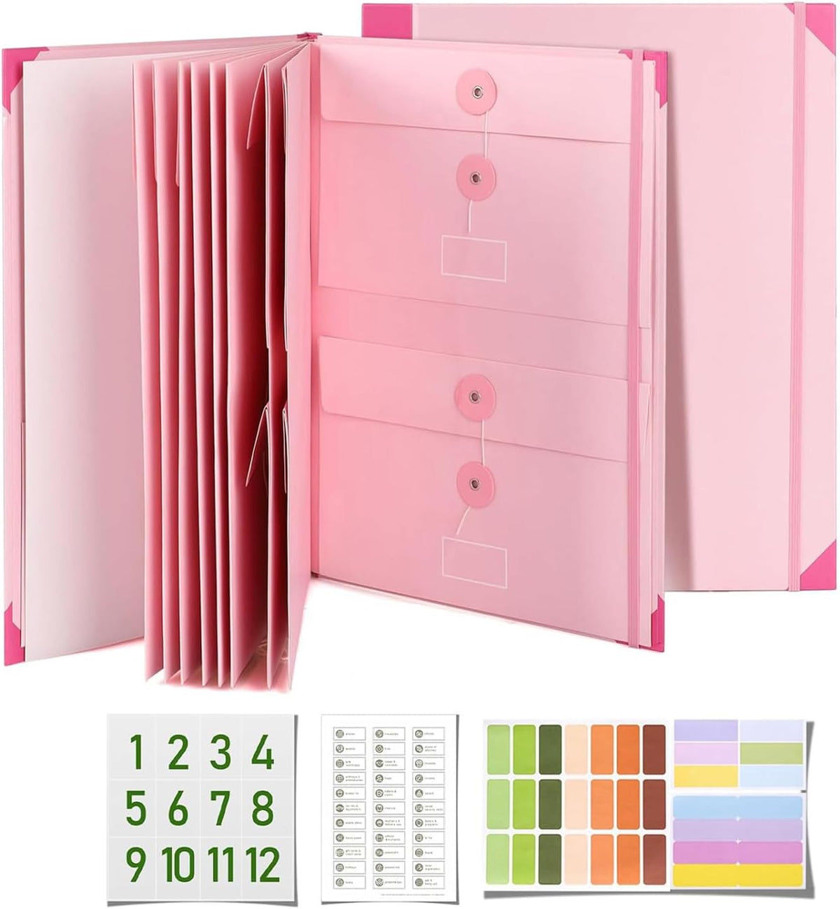 Important Document Organizer, File Folder with Labels and 12 Pockets, Expanding Storage Folder for Family Emergency Binder, Life Binder Organizer for Photos and Letters, Blue