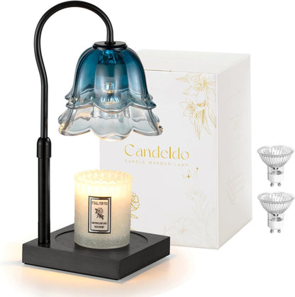 Candeldo Candle Warmer Lamp with Timer: Flower Gold Candle Lamps Height Adjustable Wax Melt House Warming Gifts New Home Decor Mothers Day Birthday Gift for Women Mom