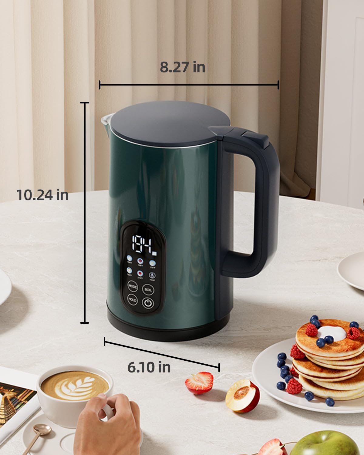 Electric Kettle with Temperature Control, 1.7L Hot Water Kettle for Tea, Coffee & Daily Use, 5 Presets, 2H Keep Warm, Stainless Steel Interior, Auto Shut-Off, Cordless Electric Tea Kettle, Blue