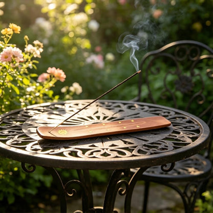 Hosley Wood Incense Holder Sun 10 Inches Ideal Gift for Wedding, Aromatherapy, Zen, Spa, Reiki, Meditation