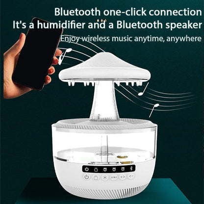 Cloud Rain Humidifier with Bluetooth Speaker for Bedroom with Soothing Rain Sounds,350ml Cool Mist Aromatherapy Diffuser with RGB Night Lights, Timer & White Noise for Sleep & Relaxation (White)