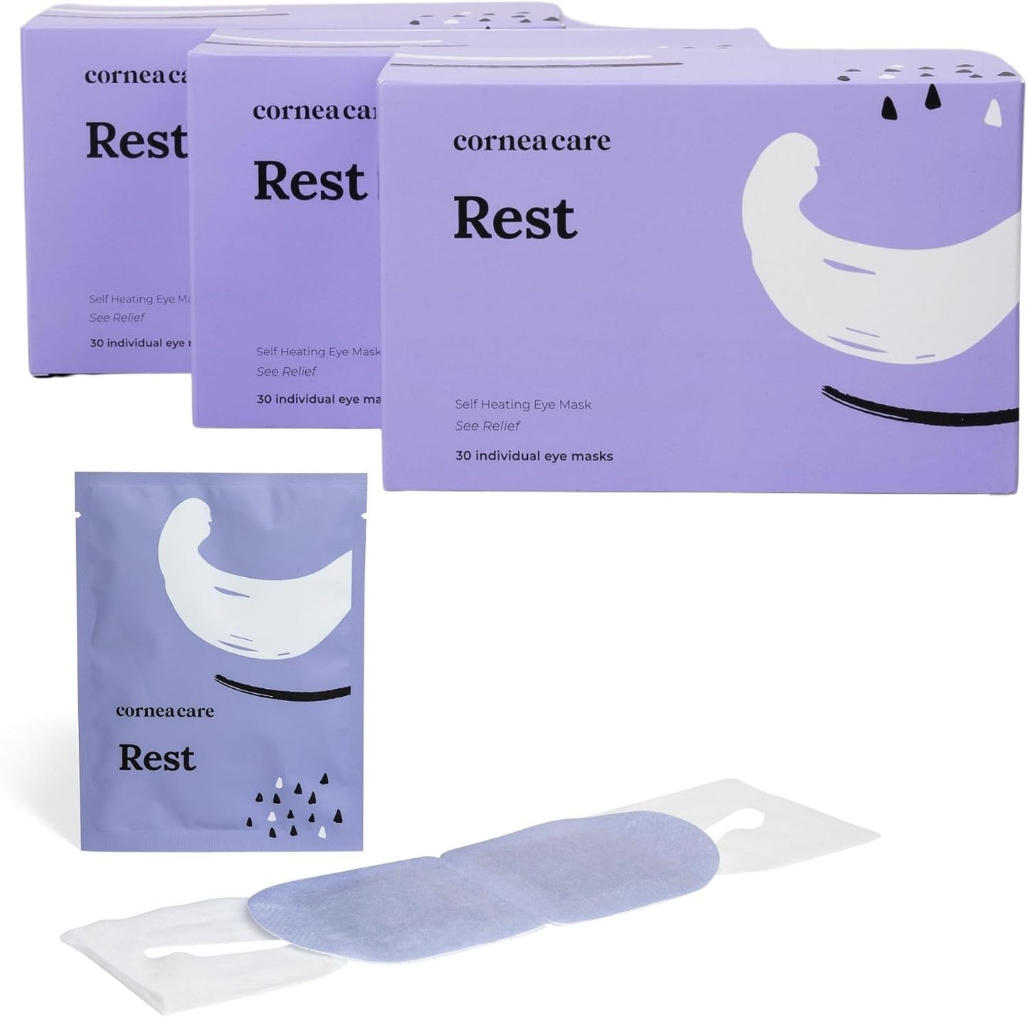 CorneaCare Rest: Self Heating Warm Compress for Dry Eyes | Heated Eye Mask for Fast Relief | Steam Mask for Stye Treatment | No Microwave or Washcloth Needed | Travel Ready Warm Compress | 30 Count