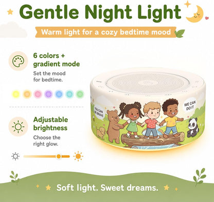 Kipcush White Noise Machine for Baby & Adults, 30 Soothing Sounds, Soft Non-Glare Nursery Lamp, 8 Color Night Lights, Memory Function (Angel V1 White, Standard)