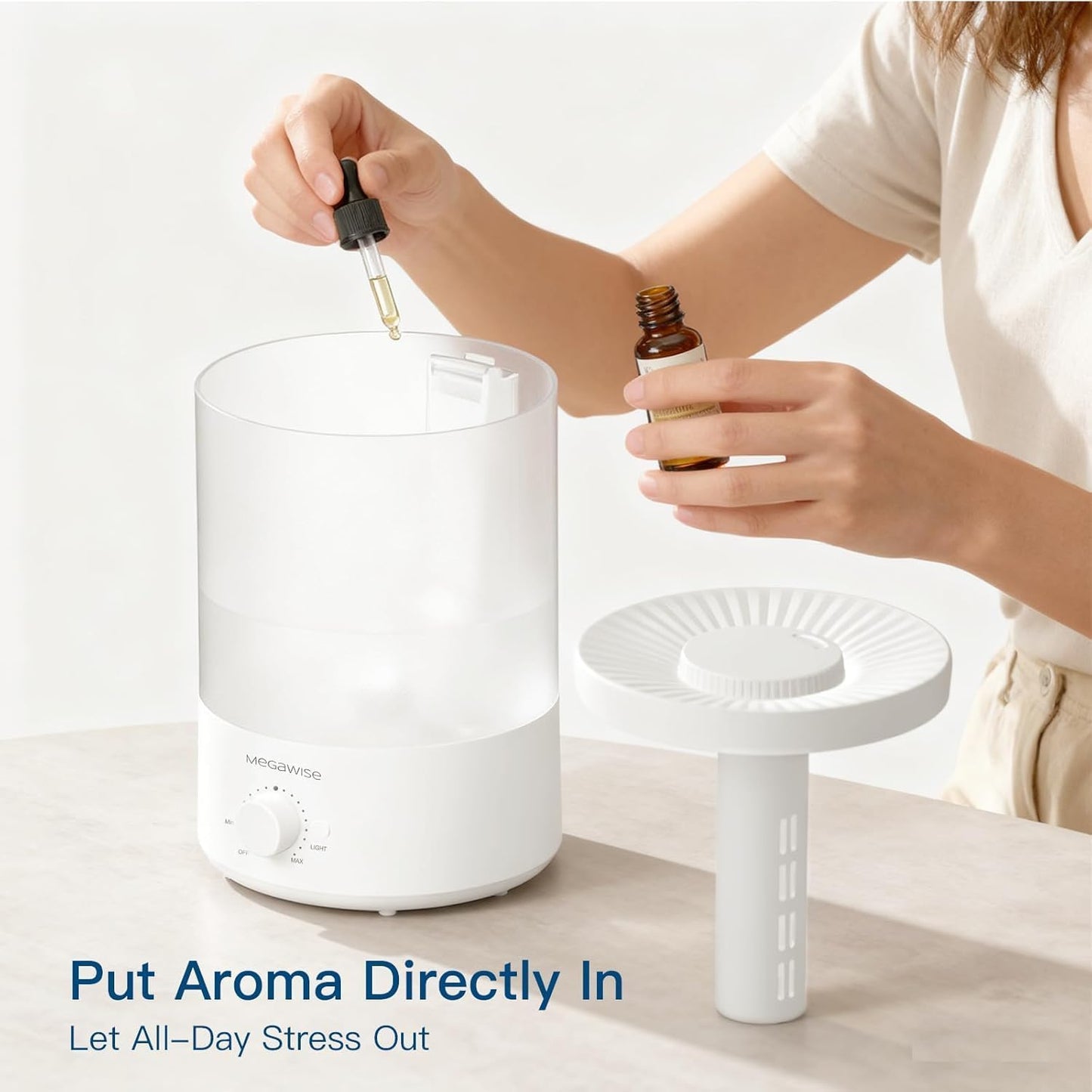 MegaWise Ultrasonic Cool Mist Humidifier SK7620 - 1.5L Capacity, Whisper-Quiet Operation, Adjustable Mist Output, Auto Shut-Off - Ideal for Home, Office, Baby Room, and Bedroom