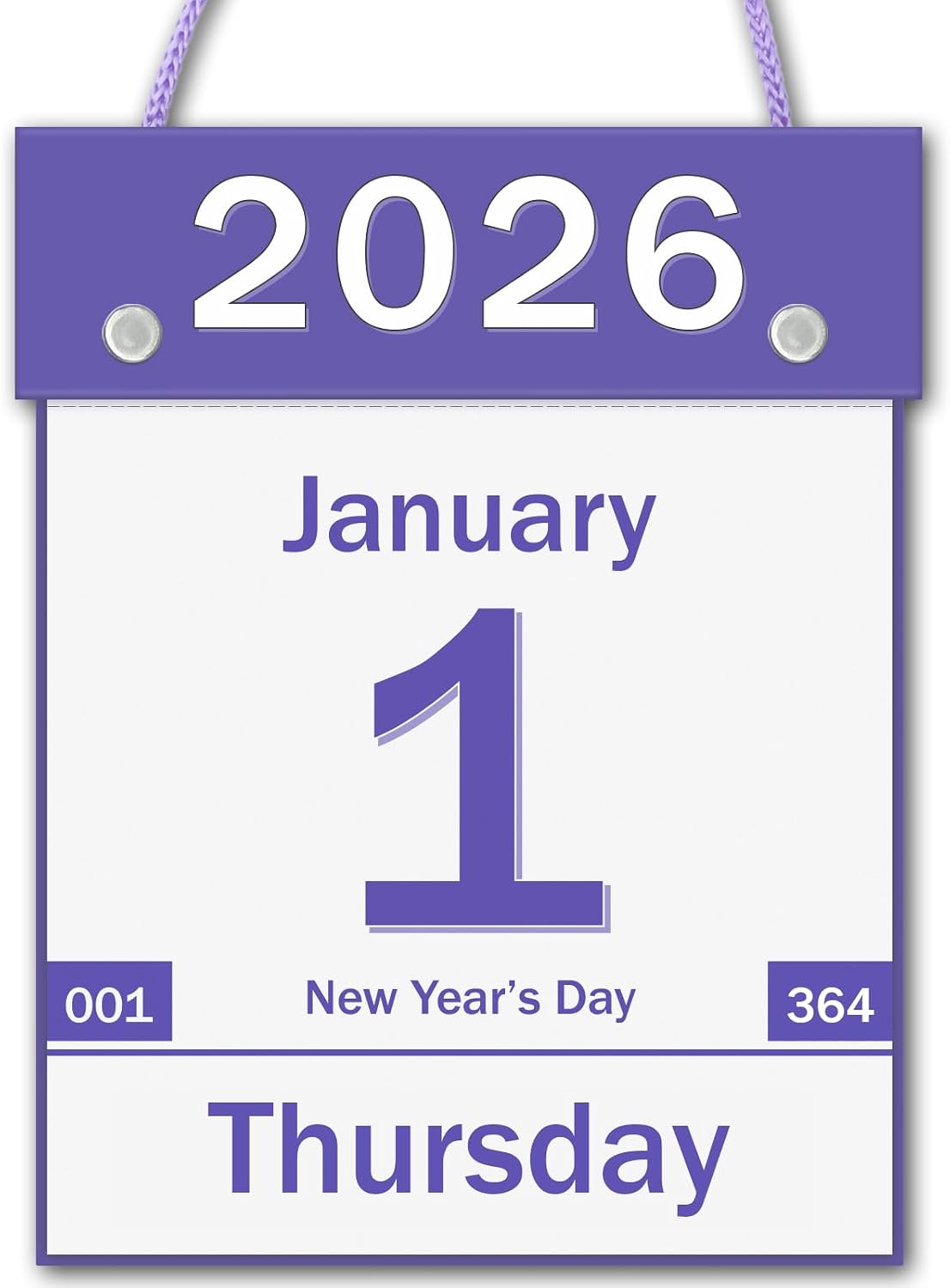 2026 Daily Wall Calendar, Page per Day with Large Print Dates, 365 Day Tear off Wall Calendar for Seniors Gift Home Office School Dorms, 8.5" x 6", Tear Away Calendars with Hanging String, Cyan
