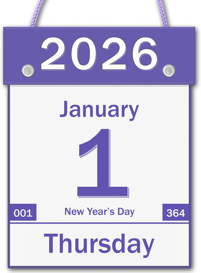 2026 Daily Wall Calendar, Page per Day with Large Print Dates, 365 Day Tear off Wall Calendar for Seniors Gift Home Office School Dorms, 8.5" x 6", Tear Away Calendars with Hanging String, Cyan