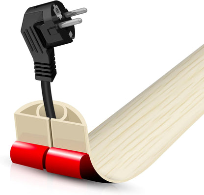 Floor Cord Cover Self Adhesive Cord Hider,10FT Cable Management, Extension Strip Protector for Wires, Prevent Cable Trips for Offices, Gyms, Exhibitions Cavity 0.39"(W) x 0.27"(H) BrownWood