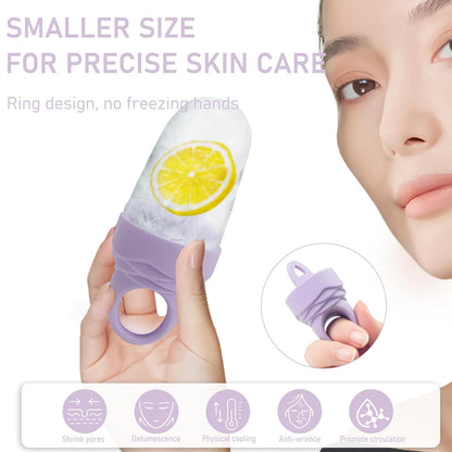 3 Pack Ice Roller for Face, Facial Ice Roller Silicone Mold Reusable for Face Women and Eye Neck Cold Skin Care Tools Freezer De Puff Eye Bags Reduce Migraine Pain Pink 1 + Purple 2