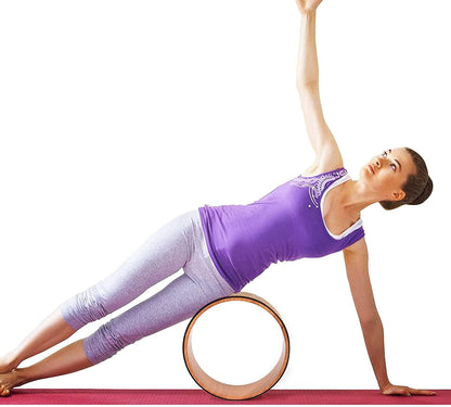 Cork Yoga Wheel for Stretching Flexibility Back Bends Deepen Yoga Pose Backbend Brown 5" x 12"
