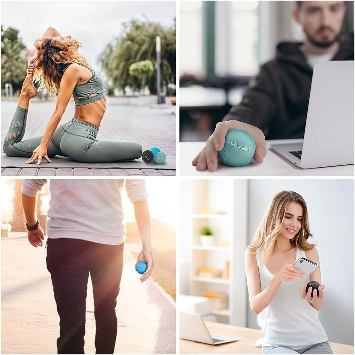 Ryaco Stress Balls for Adults, Balls for Hand Therapy, Relief Anxiety Stress Ball, Physical Therapy Fidget Stress Ball, Hand Exercise Ball for Grip Strength, Tri-Density Stress Balls