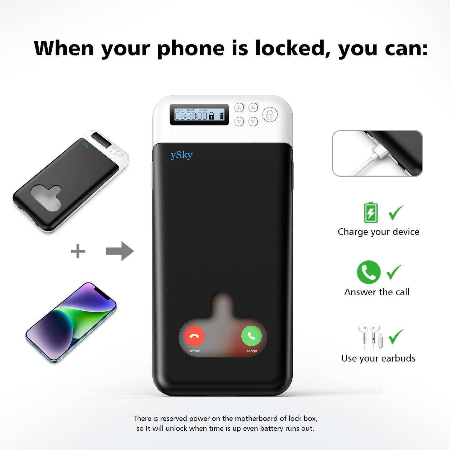 ySky Timed Lock Box, Portable Phone Locker with Self-Control Timer for iPhone, Android, Helping Kids, Students, Adults Focus Back, Mobile Phone Addiction Control (Green)