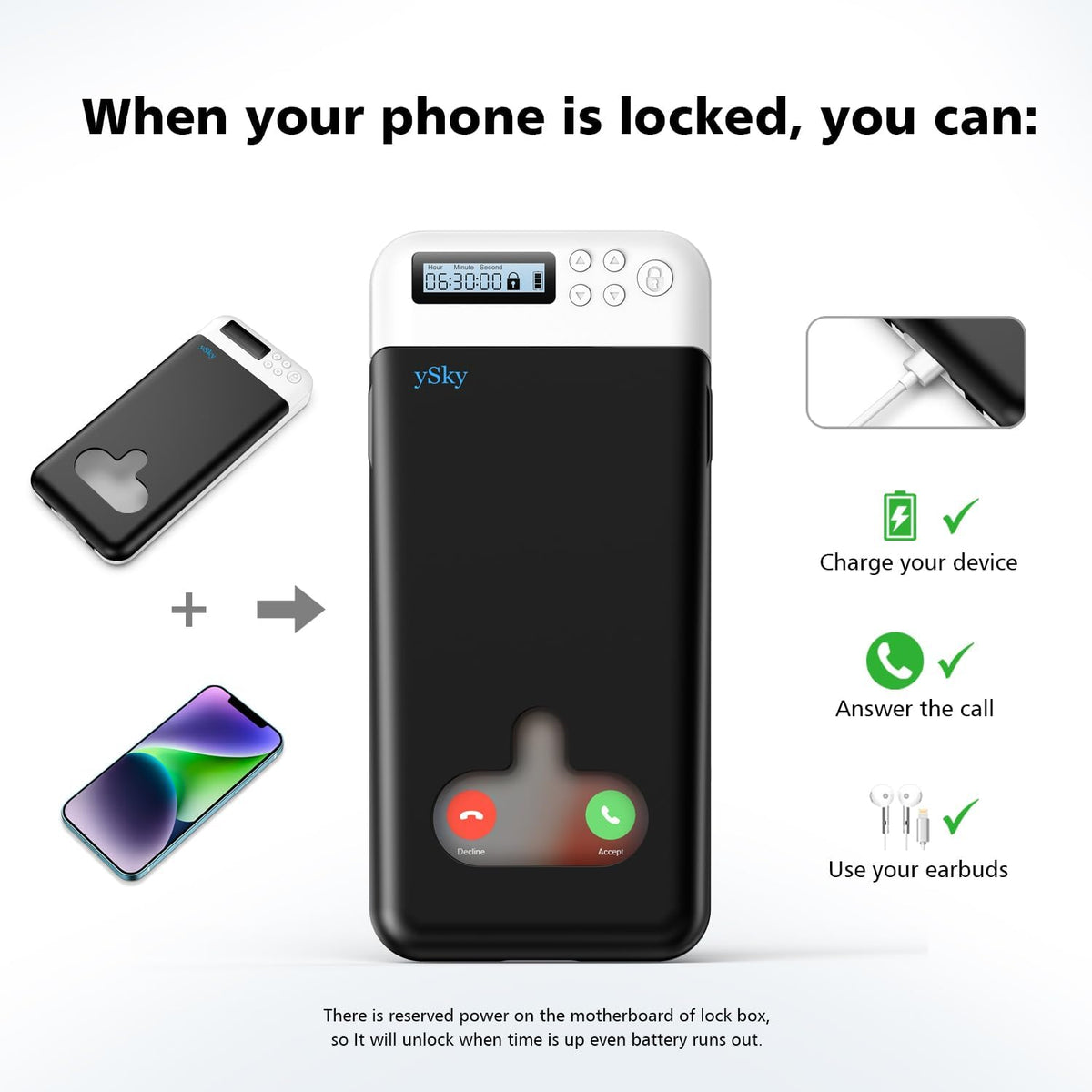 ySky Timed Lock Box, Portable Phone Locker with Self-Control Timer for iPhone, Android, Helping Kids, Students, Adults Focus Back, Mobile Phone Addiction Control (Green)