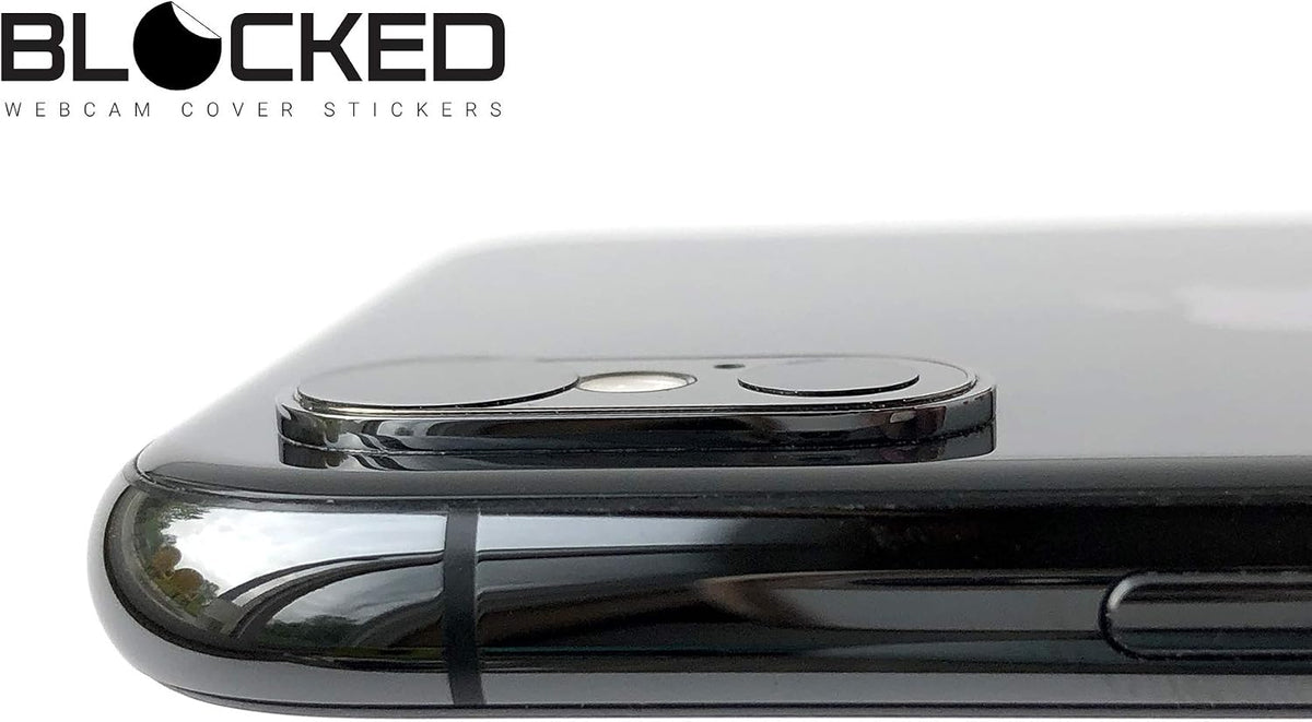 Blocked Original Vinyl Webcam Cover Stickers | Restickable & Stackable Privacy Covers | for All Camera-endable Devices | 3-Sizes | 57 Black Tabbed (Muted Matte)