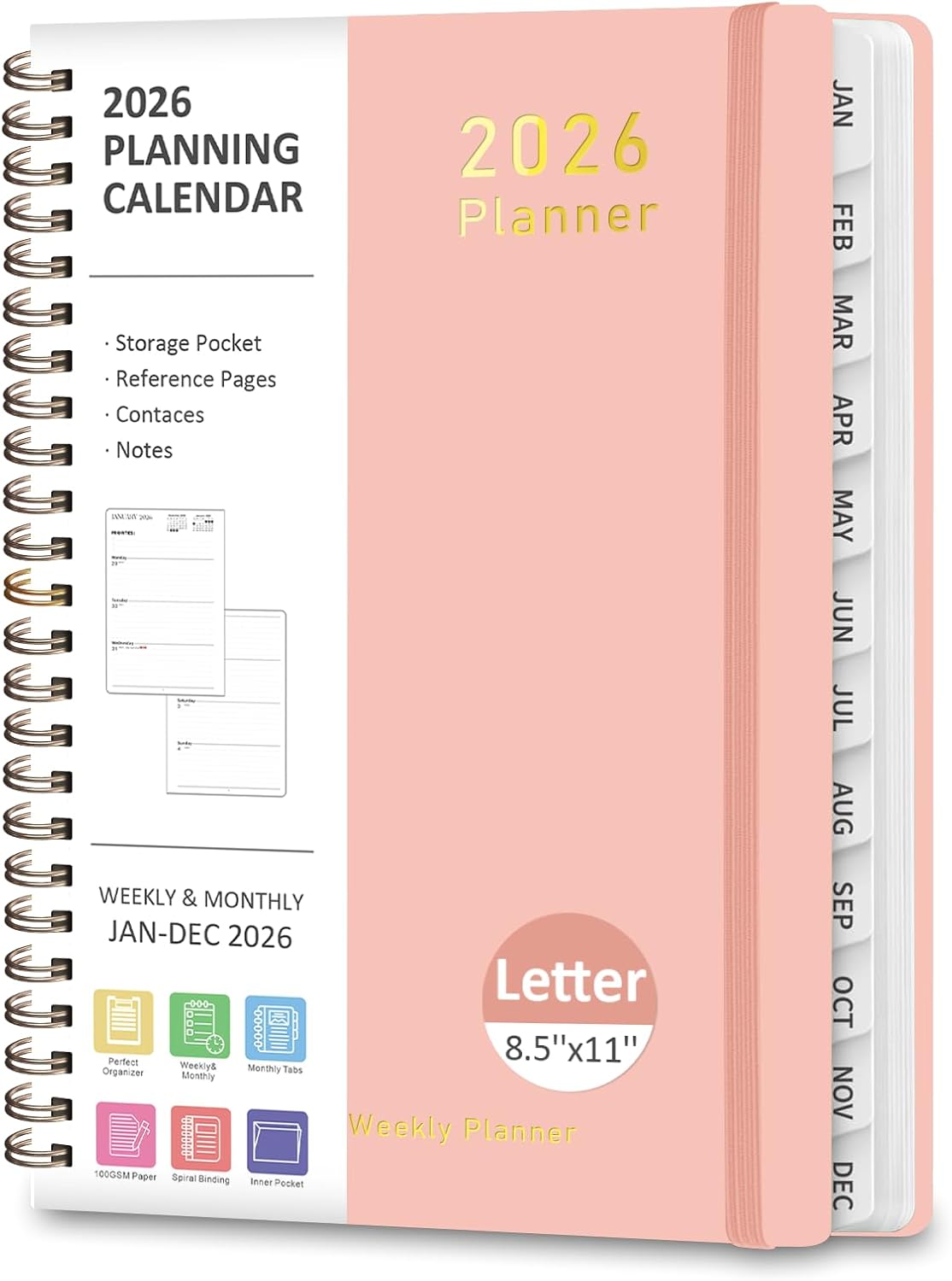 Planner 2026-2027, Weekly and Monthly Calendar Planner, JUL 2026 - JUN 2027 | Academic Year, Daily Agenda Book, A5(6.3'' x 8.5''), Sprial Bound, Inner Pocket, Office School Use