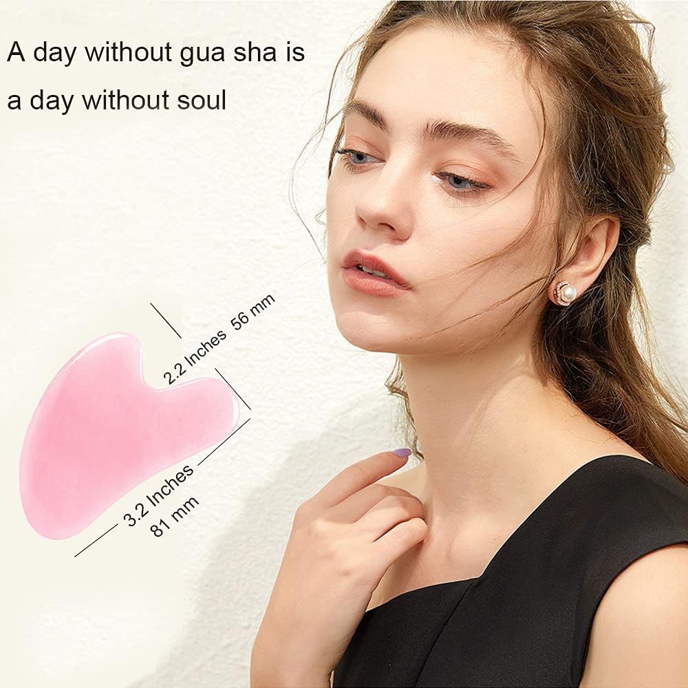 Gua Sha, Jade Stone Gua Sha Massage Tool, Guasha Tool for Face and Body Skin Massage. Gua Sha Set for Toxins Prevents Wrinkles for SPA Acupuncture, Therapy Trigger Point Treatment.
