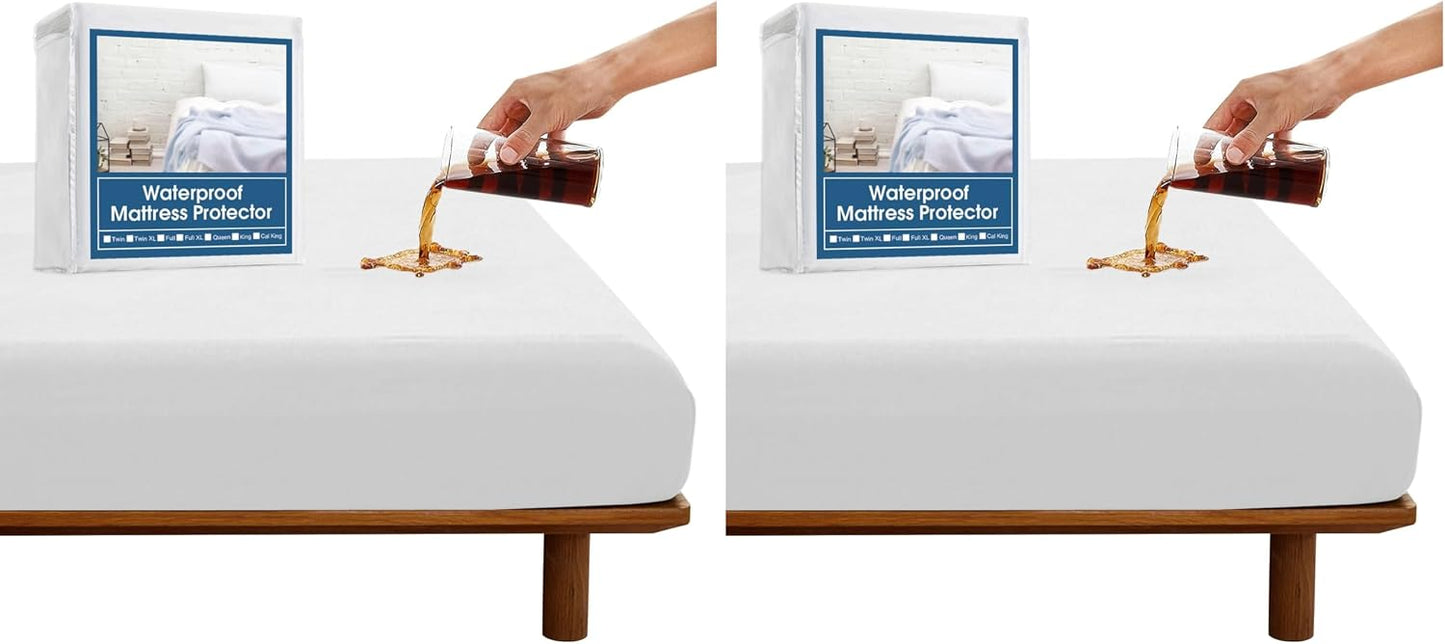 SPRINGSPIRIT Full Size Waterproof Mattress Protector, Full Mattress Cover Pad Waterproof with Deep Pocket up to 14’’, Bed Fitted Sheet