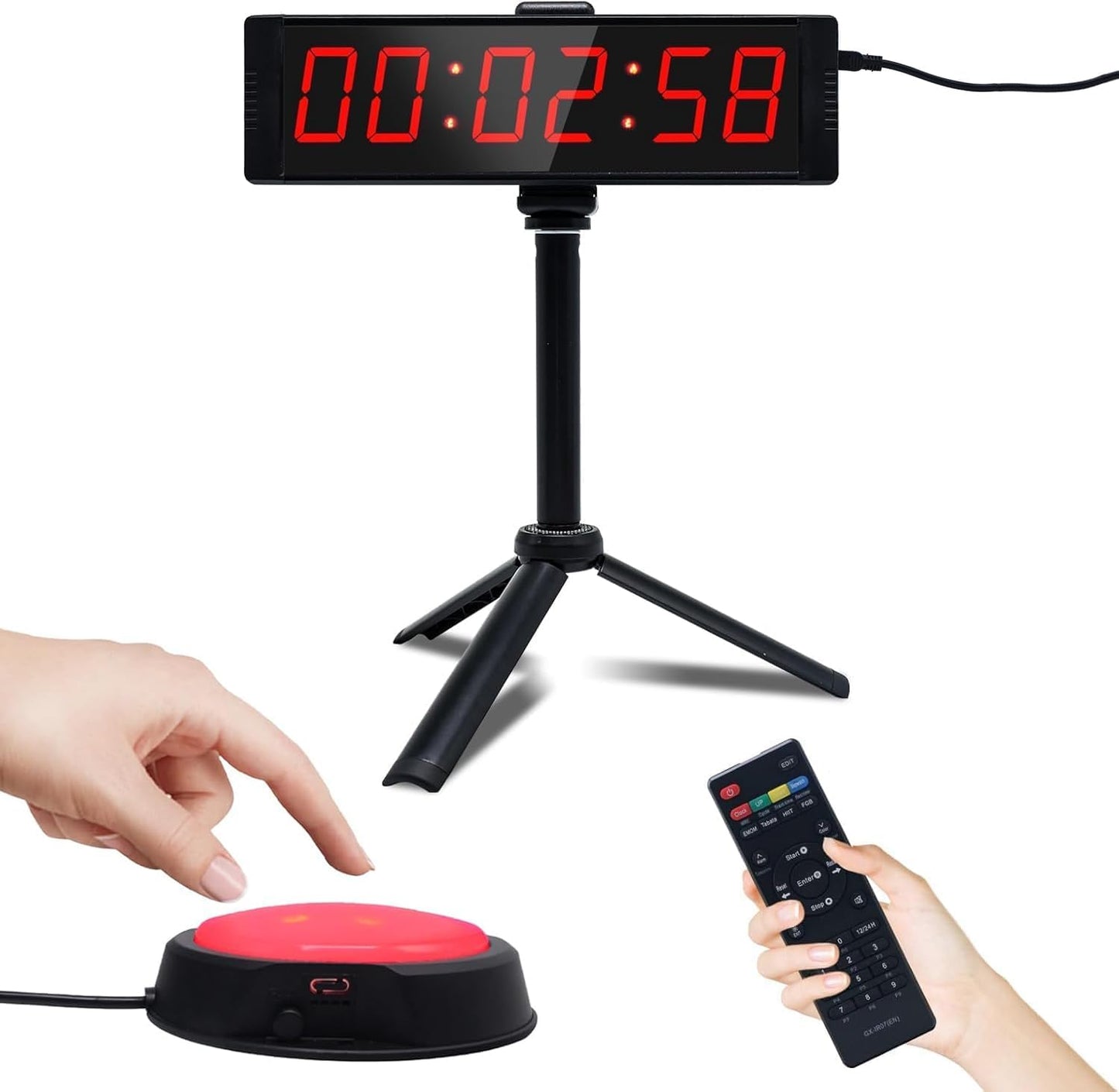 Large Stopwatch with Start/Stop Button, LED Digital Timer with Remote, Countdown Clock with Buzzer, Gym Clock for Home Gym, Interval Timer for Workout