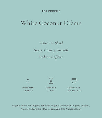 Art of Tea | Organic White Coconut Crème | 12 Count Sampler Box Assortment | Premium Caffeinated Organic White Tea Variety