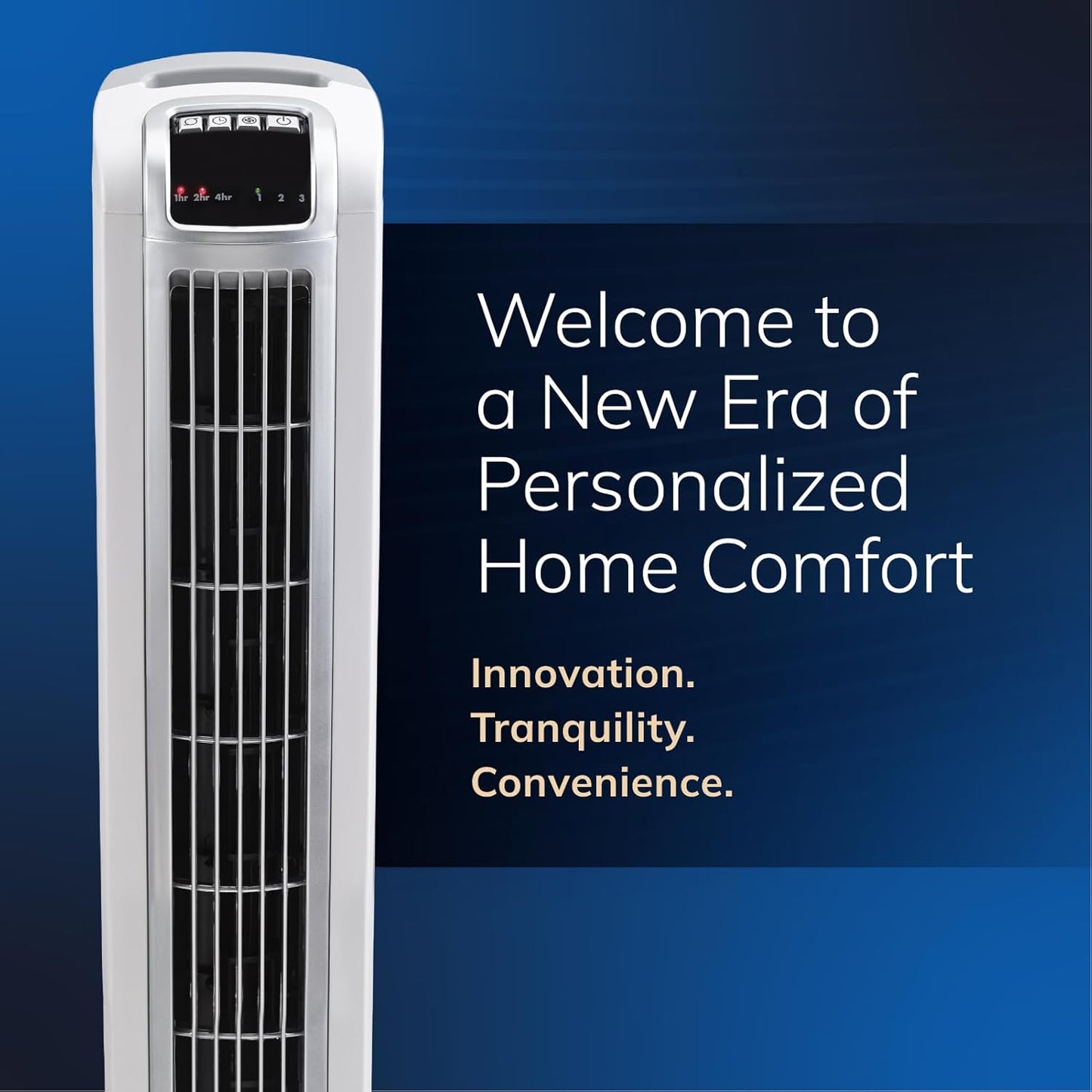Lasko Oscillating Tower Fan with Remote Control and Timer - Quiet Standing Fan for Bedroom, Office, and Home - 3 Speeds - Powerful Cooling Air - 2510 - 36" Tall - White