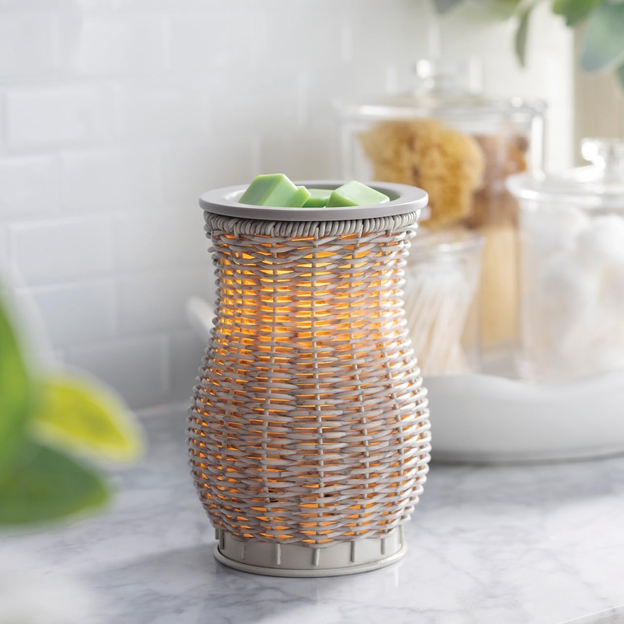 Candle Warmers ETC. Illumination Fragrance Warmer- Light-Up Warmer for Warming Scented Candle Wax Melts and Tarts or to Freshen Room, White Harmony