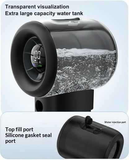 Handheld Turbo Misting Fan with LED Display & Safety Lock