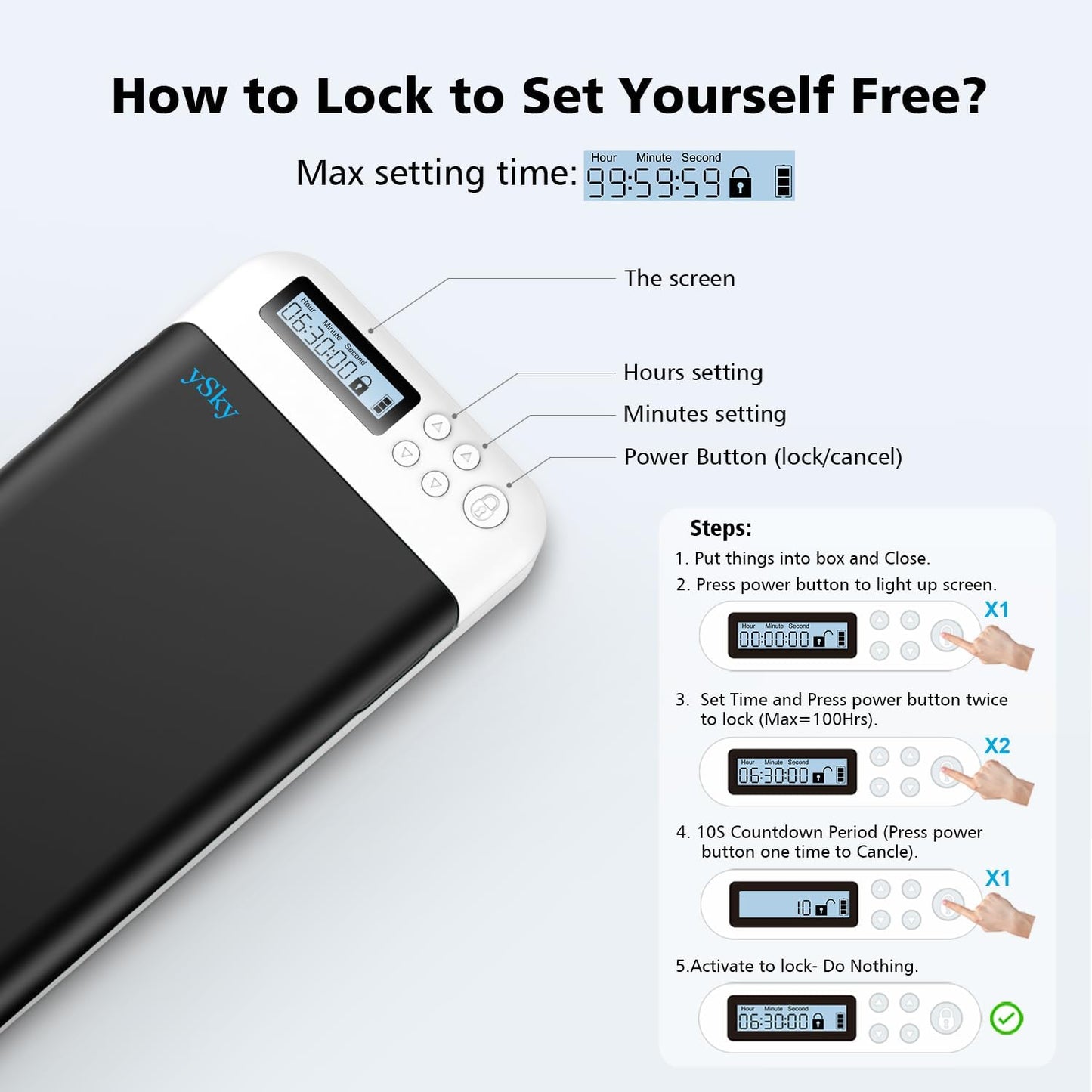 ySky Timed Lock Box, Portable Phone Locker with Self-Control Timer for iPhone, Android, Helping Kids, Students, Adults Focus Back, Mobile Phone Addiction Control (Green)