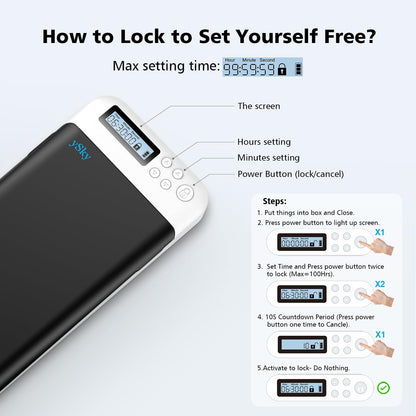 ySky Timed Lock Box, Portable Phone Locker with Self-Control Timer for iPhone, Android, Helping Kids, Students, Adults Focus Back, Mobile Phone Addiction Control (Green)