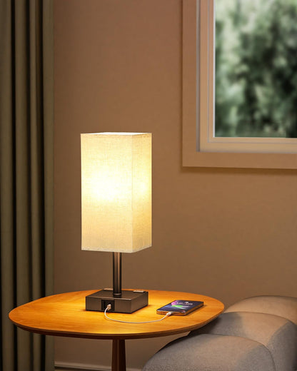 Touch Bedside Table Lamp for Bedroom - Dimmable, USB C+A, 2 AC Outlets