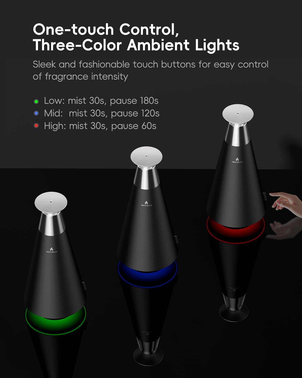 All-Metal Waterless Scent Diffuser Kit – 1500 Sq.Ft Coverage, Wireless Rechargeable,App Control, Mood Light, Hotel Scent Diffuser, Includes 5×15ml Essential Oils, for Home,Large Room,Spa,Silver
