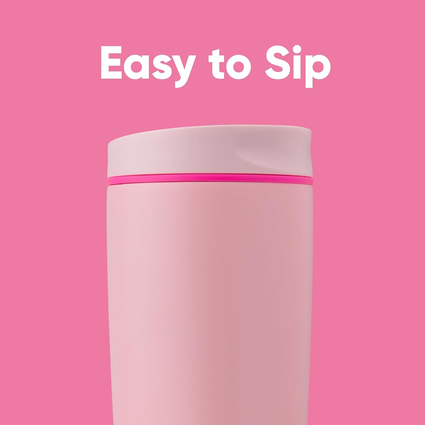 Owala SmoothSip Slider Insulated Stainless Steel Coffee Tumbler, Reusable Iced Coffee Cup, Hot Coffee Travel Mug, BPA Free 12 oz, Pink (Pucker Up)