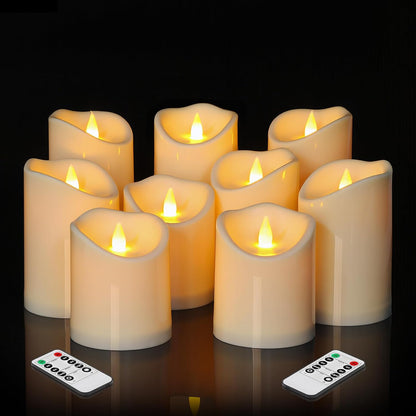 antizer Flameless Candles Led Candles Pack of 9 (H 4" 5" 6" 7" 8" 9" x D 2.2") Real Wax Battery Candles with Remote Timer for Home Fireplace Decor Wedding Festival Decor (Ivory 9 Pack)
