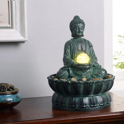 Cascading Indoor Tabletop Water Fountains with LED Light - Rockery Waterfall Fountain - Quiet and Relaxing Water Sound - Small 9.7 Inch Desktop Size - Home/Office Decor