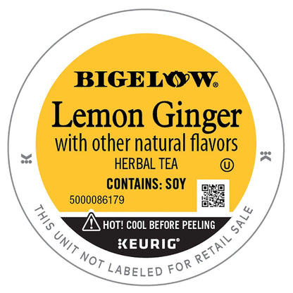 Bigelow Tea Lemon Ginger Herbal K-Cup Pods, 12 Count (Pack of 6)
