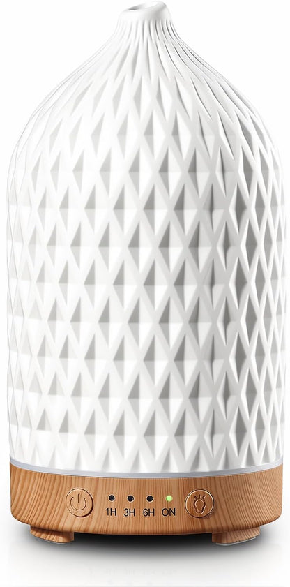 Gooamp 200ML Ceramic Essential Oil Diffuser for Home - Ultrasonic Aromatherapy Diffuser Humidifier with 7 Color LED Lights, Auto Shut-Off, 3 Timers for Bedroom, Office, Yoga, Black
