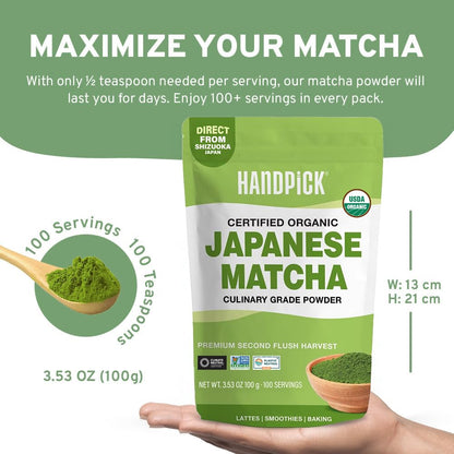 HANDPICK, Organic Chamomile Tea Bags (100 Herbal Tea Bags) Caffeine Free| Premium Floral Chamomile Herbal Tea in Eco-Conscious Teabags | Direct from Source