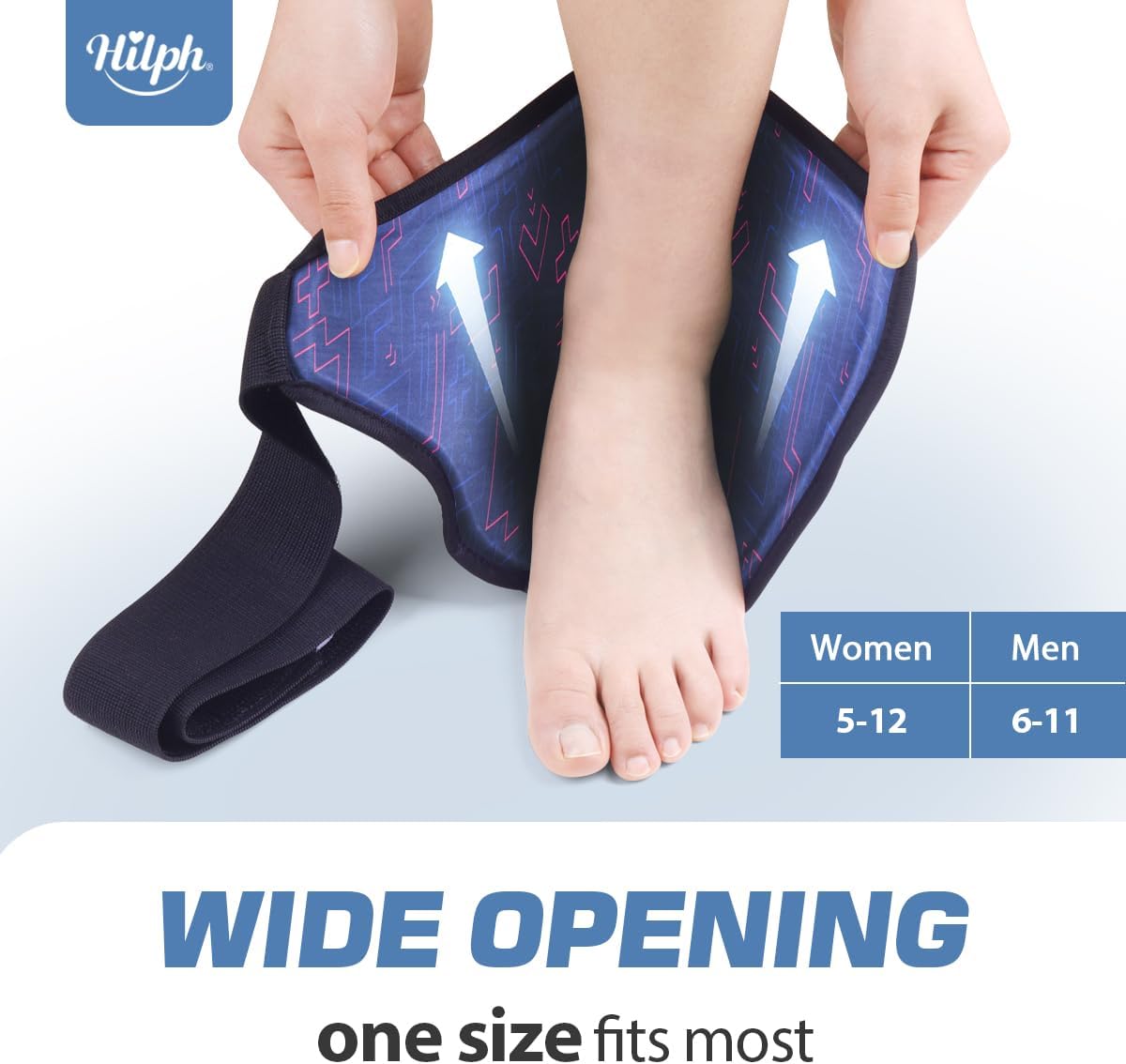 Hilph Ankle Heel Ice Pack Wrap for Swelling & Achilles Tendonitis, Reusable Ice & Compression Therapy Flexible Foot Gel Ice Pack Wrap for Ankle Sprain & Plantar Fasciitis Pain Relief (Blue, 1 Pack)
