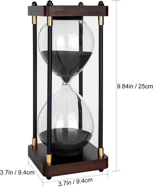 60 Minutes Sand Hourglass Timer, Vintage Sand Clock 60 Minutes, Large White Sander with Wooden End Caps, Hour Glass Sandglass Timer for Games Classroom Kitchen Decorative (White Sand)