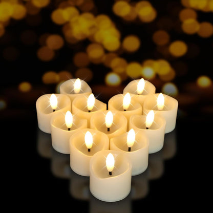 24 Pack Flameless Tealight Candles Battery Operated Tea Lights, Realistic Flickering Electric LED Tea Lights, 3D Wick Fake Tea Lights for Votive, Festival, Party, Wedding Decor
