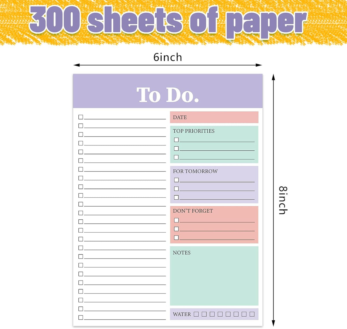 Spakon 300 Sheets Daily to Do List Notepad Notebook Library Card to Do Planner Checklist Memo Writing Pad Schedule Reminder Office Homework Planner for Task, 6" x 8(Classic,White)