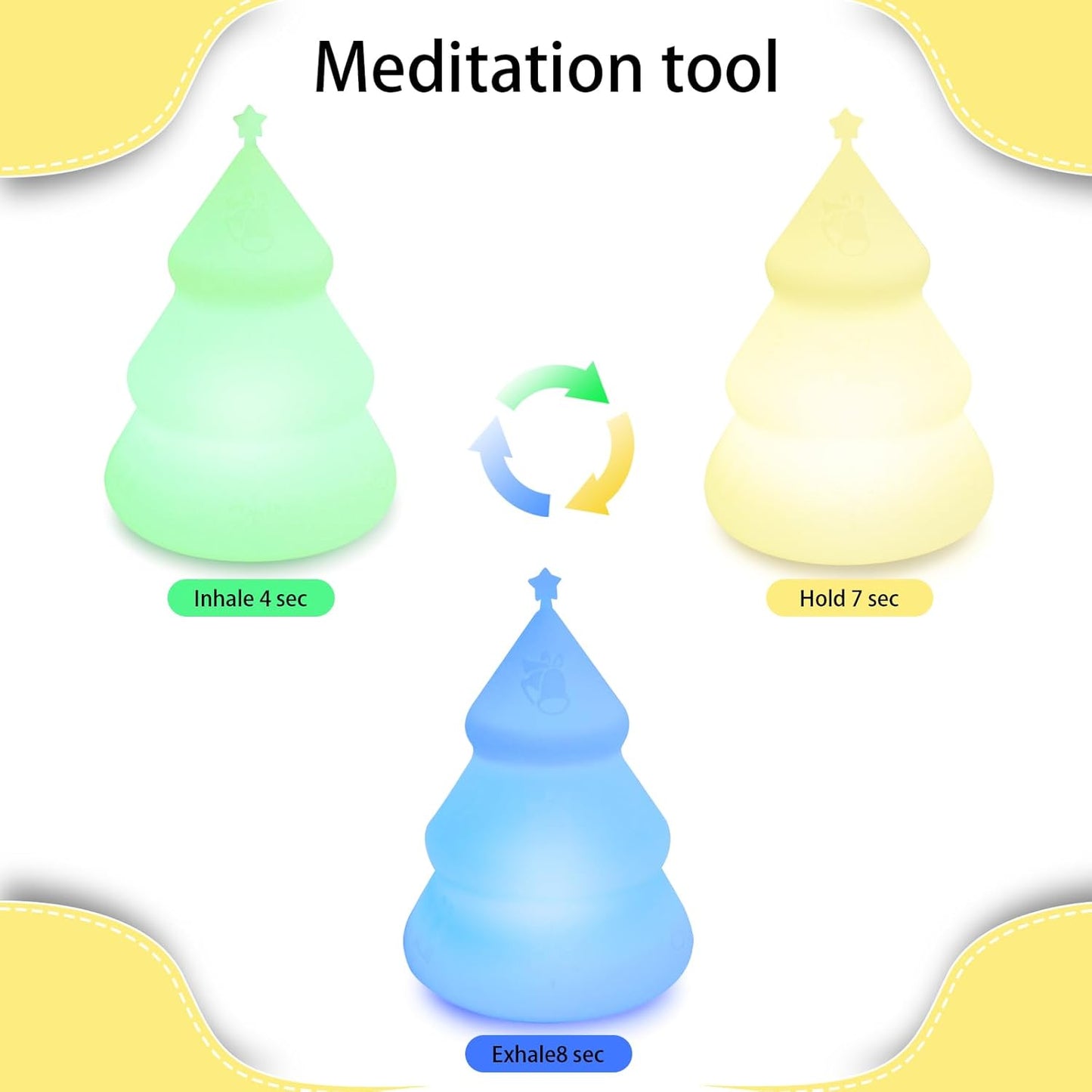 Breathing Lamp Guided Visual Meditation Tool for Mindfulness,Anxiety Relief&Calm Your Mind for Stress&Visual Relaxation and Restful Sleep,478 Seconds Breathing Rate Change 3 Colors,Gift for Kids