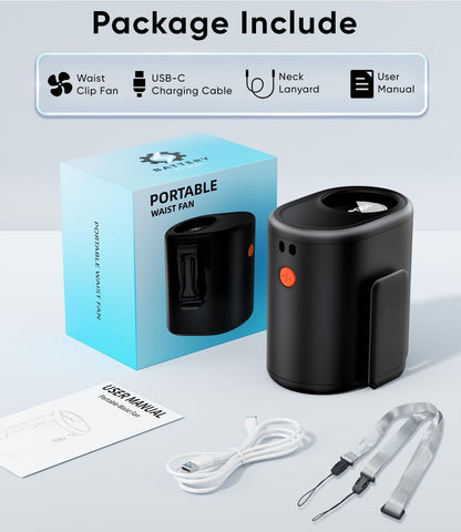 AI Portable Waist Fan, 15,000RPM, 30H Cooling Hands-Free Personal Fan