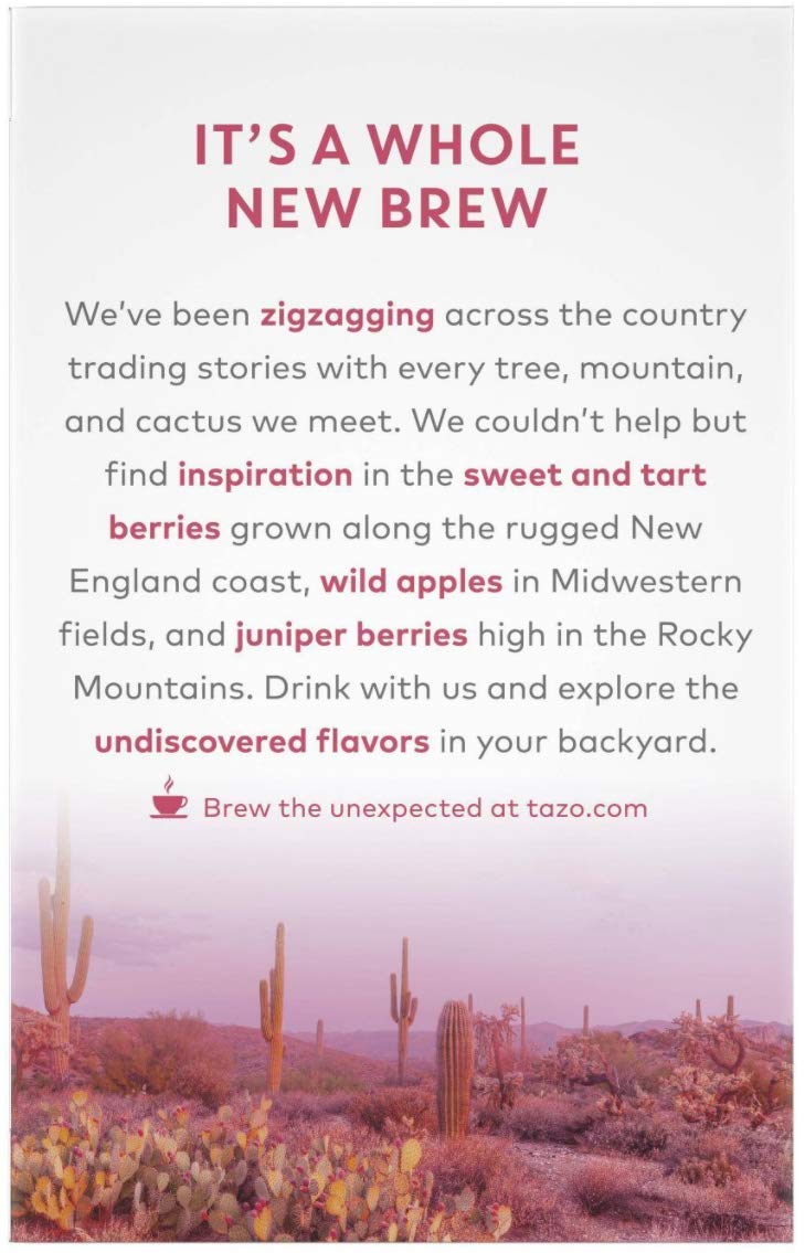 Tazo Foragers Elderberry Blackberry Tea 16 Count & Prickly Pear Cactus Tea 16 Count. Herbal Tea Bags. Caffeine Free. Set