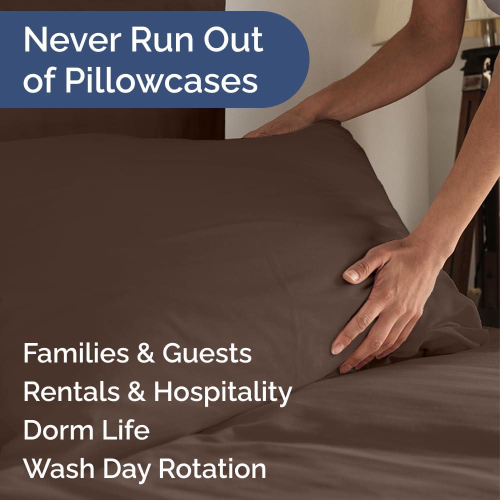 Standard Pillow Cases Set of 10 - Ultra Soft Hotel Quality Pillowcase Covers - Comfy, Cozy & Wrinkle Free - Shrink, Stain and Fade Resistant - Machine Washable Pillow Protectors - 10 Pcs Set - White - Colors A