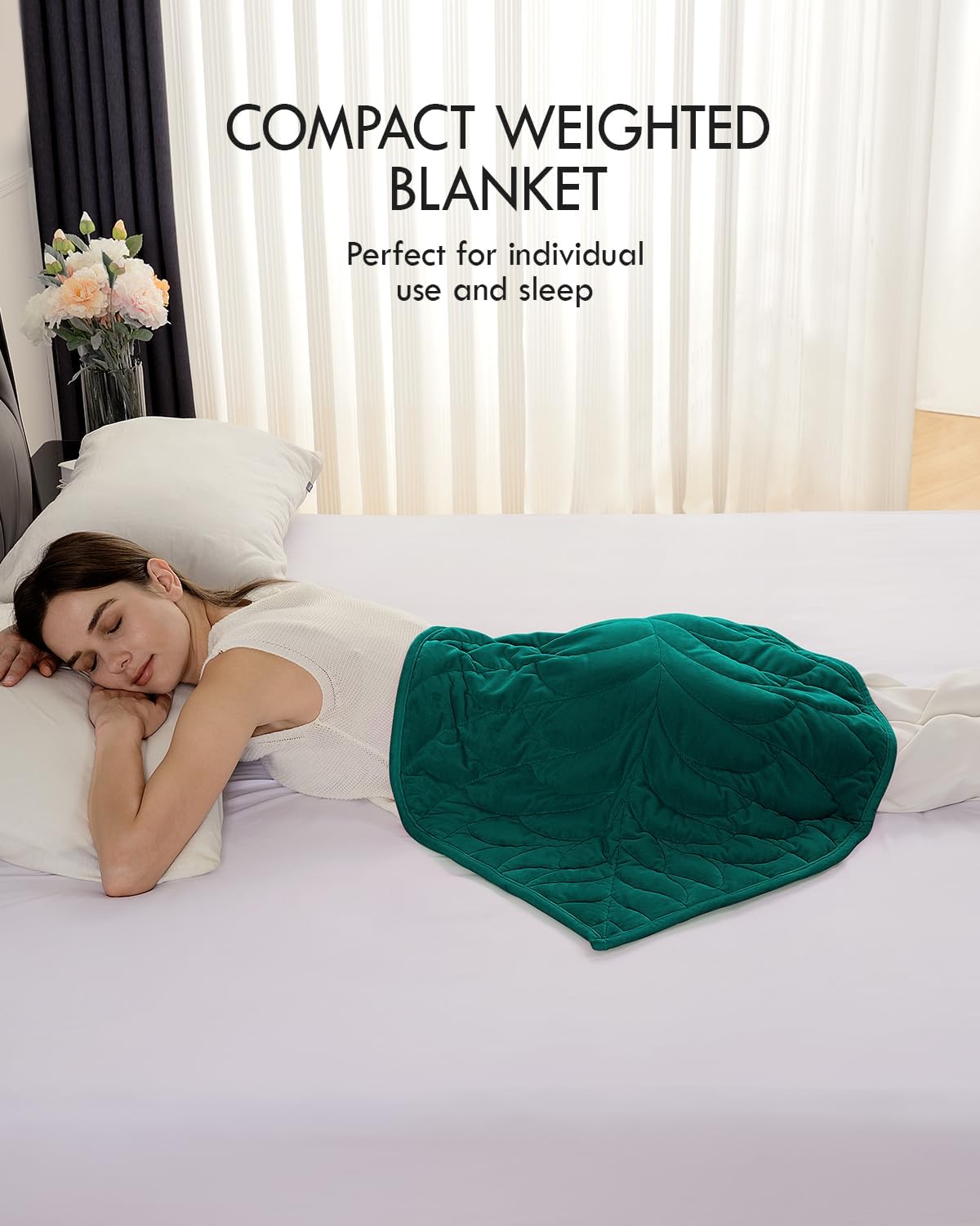 Kaisa Weighted Lap Blanket 7 lbs 41" x 53", Cozy Luxury Crystal Velvet Small Weighted Blanket for Adults, Portable Travel Weighted Blanket for Relaxation, All-Season Blanket, Machine Washable, Green