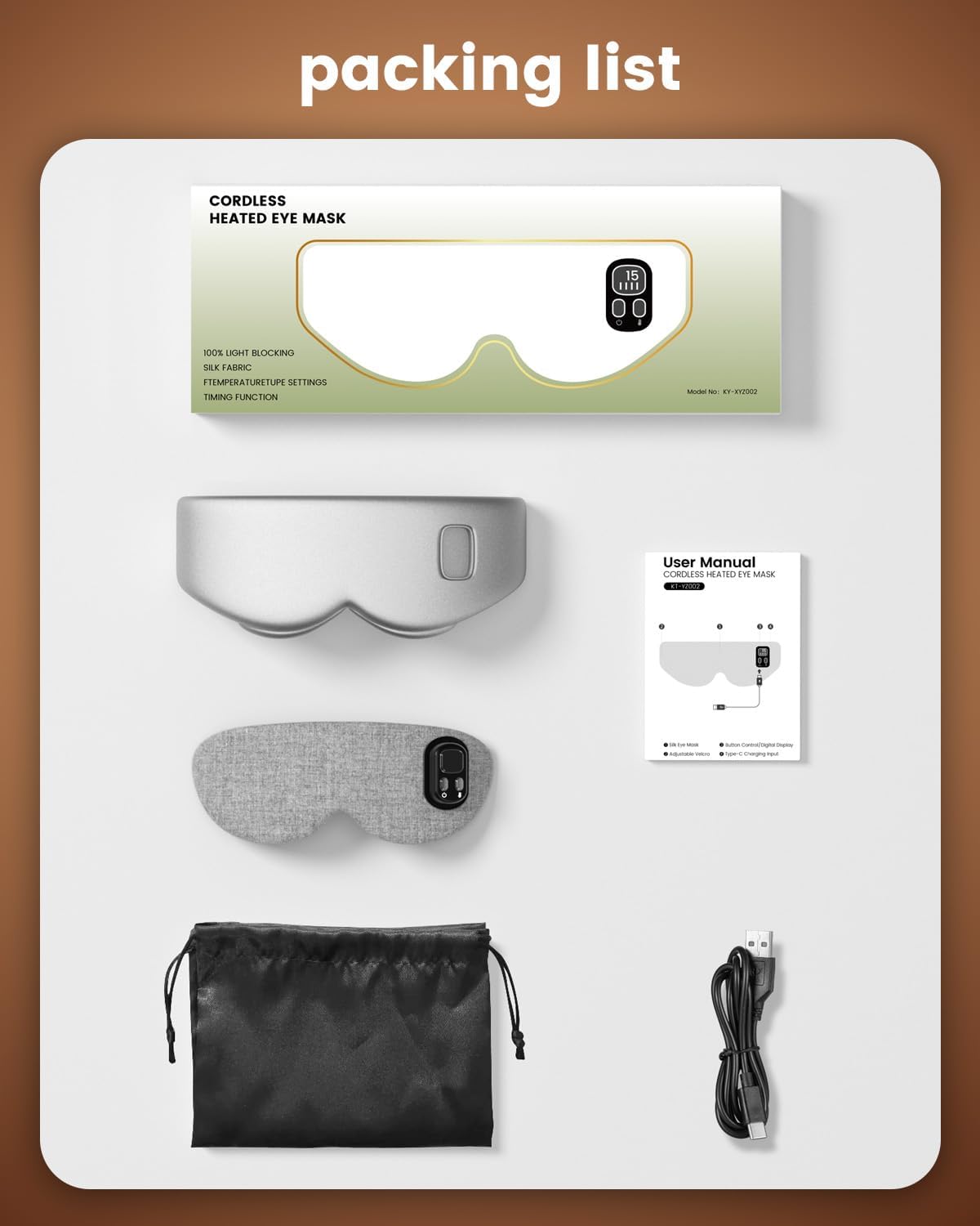 Cordless Heated Eye Mask, 4 Temp Timed Shutdown for Dry Eyes & Sleep Relief