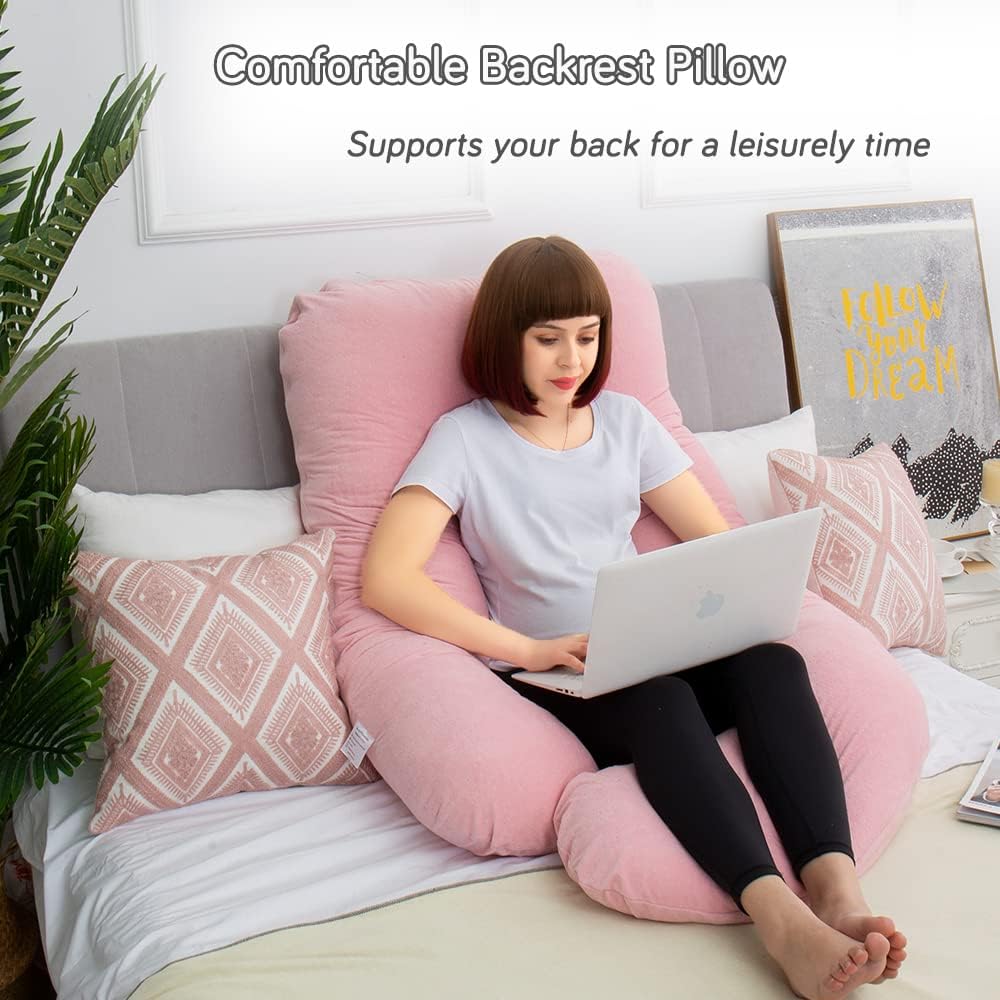 60 Inch Pregnancy Pillow for Sleeping, Extra Large U Shaped Body Pillow, Maternity Pillow for Pregnant Women with Velvet Cover (Dark Grey)