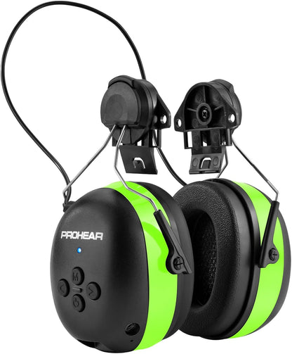 PROHEAR 037 Bluetooth 6.0 Hearing Protection Headphones with Rechargeable 1500mAh Battery, 30dB SNR Safety Noise Reduction Ear Muffs 120H Playtime for Mowing, Workshops, Snowblowing - Black